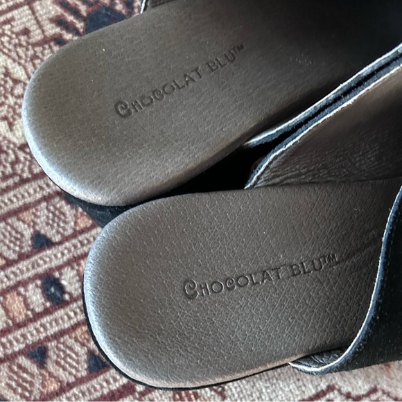 Chocolat Blu women’s black suede Ginette platform clogs size 10 leather - Picture 5 of 8